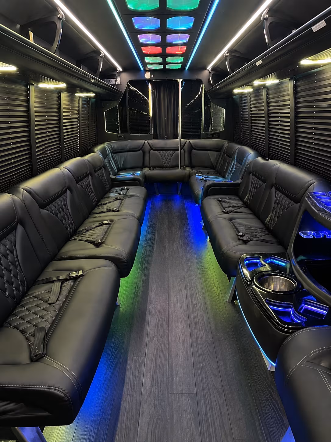 mansfield 20 passenger party bus interior