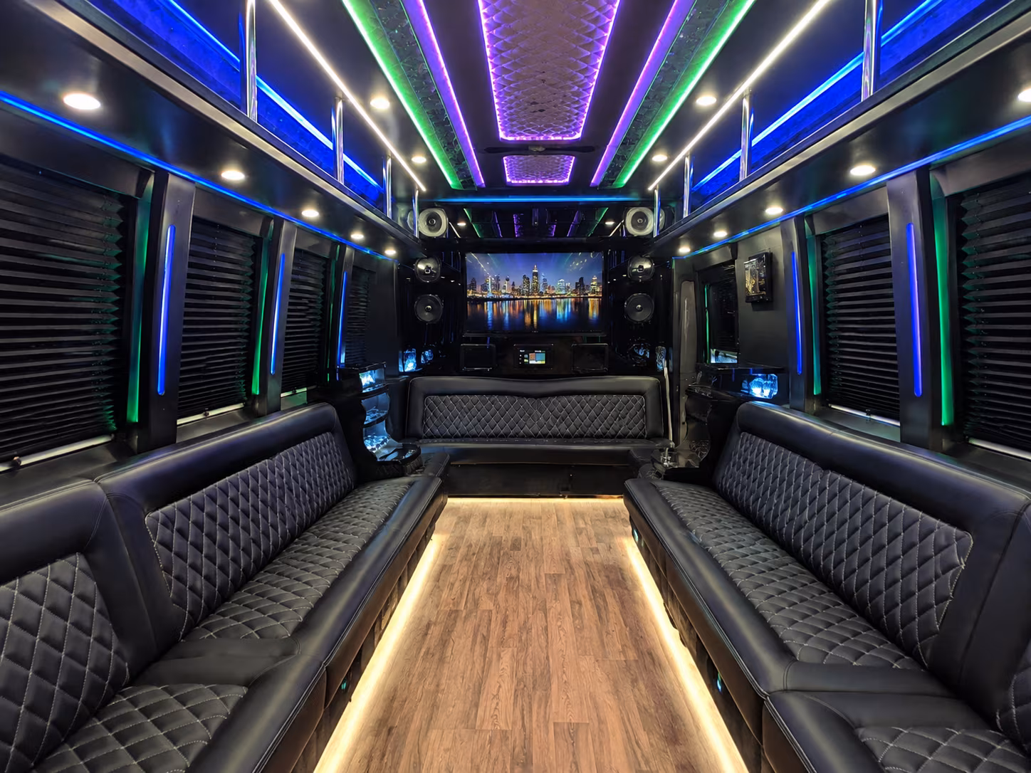 mansfield 25 passenger party bus interior