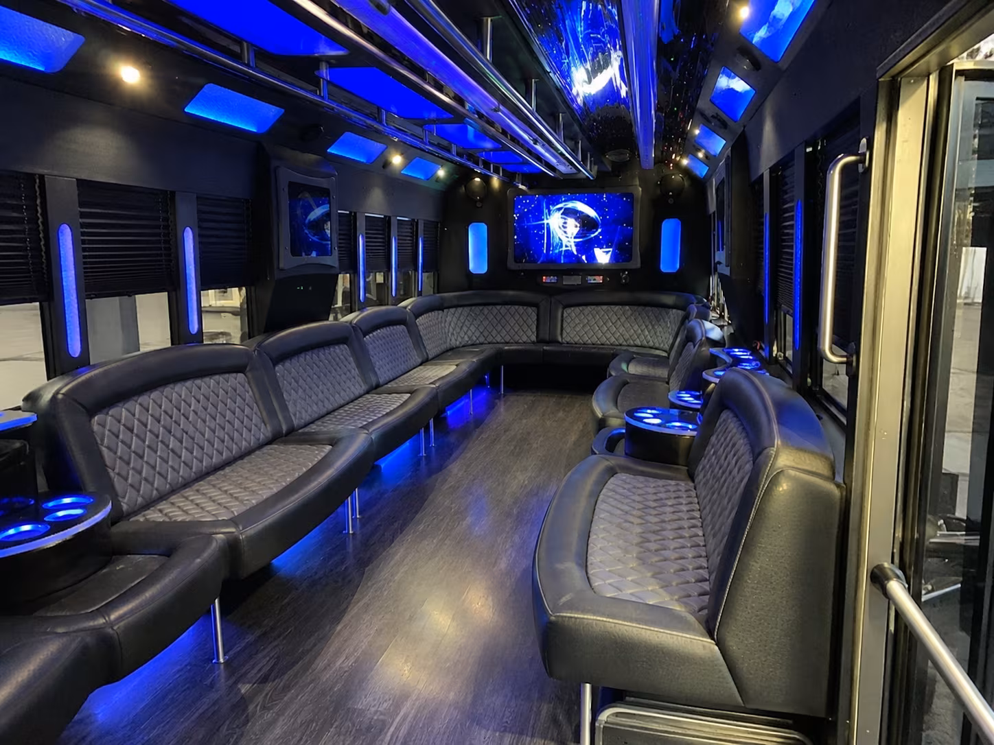 mansfield 28 passenger party bus interior