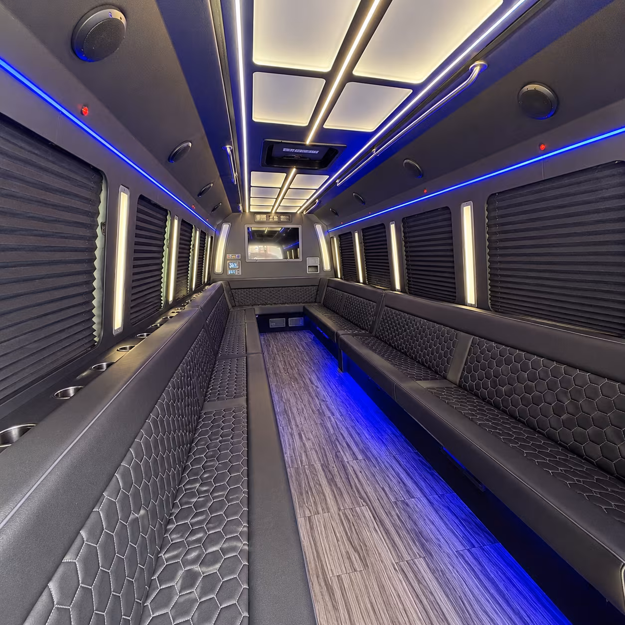 mansfield 30 passenger party bus interior