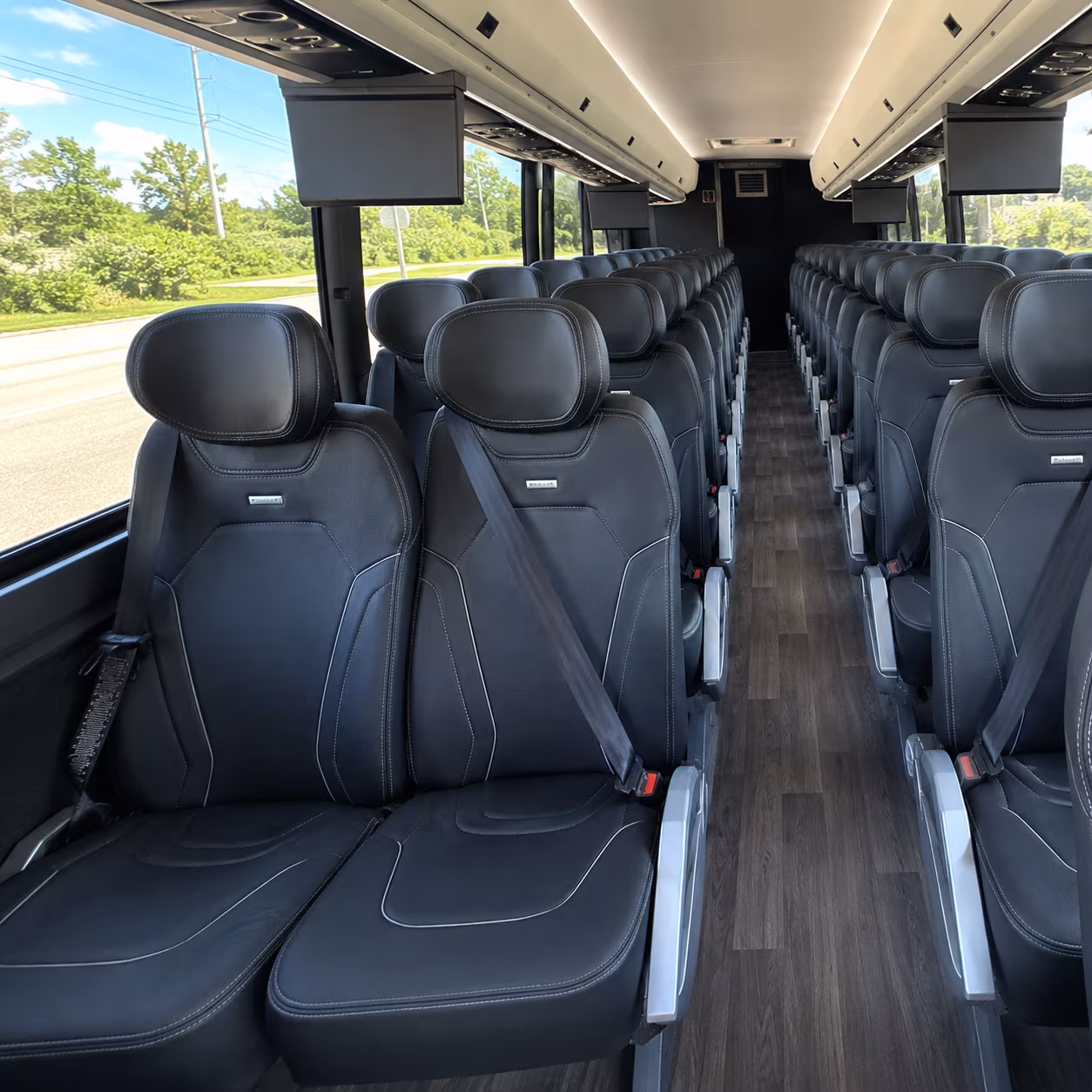 mansfield 47 passenger charter bus inside