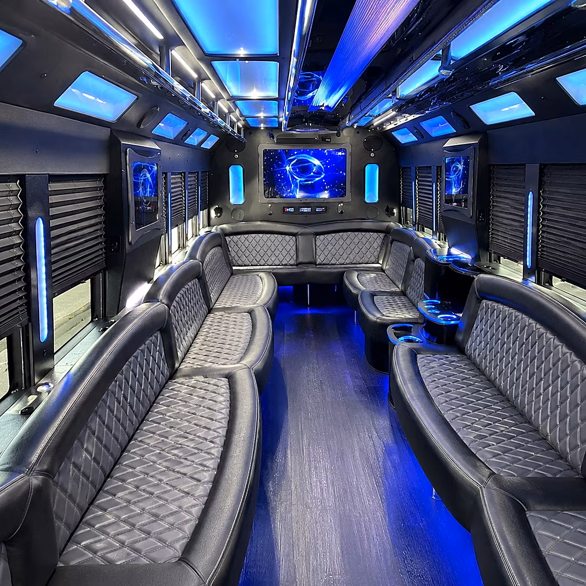 mansfield 50 passenger party bus interior